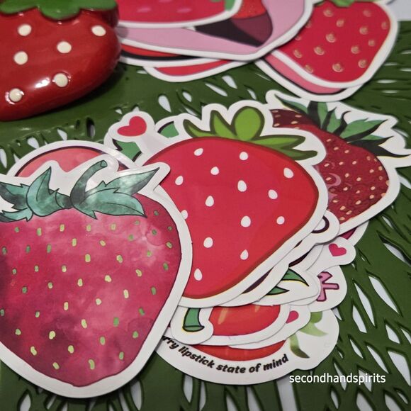 Strawberry Strawberries Themed Lot Stickers,Note Holder,pin and Ribbons. - Picture 4 of 10